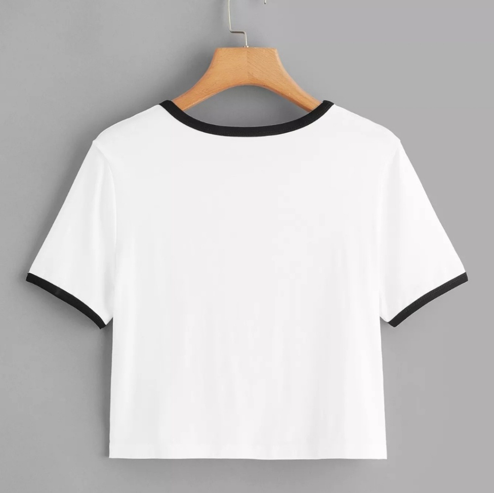 Short Sleeve Ringer Crop Tee Size M - Picture 3 of 7